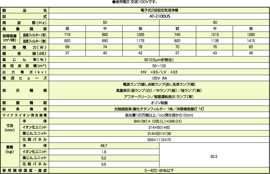 AT-2100US標準仕様