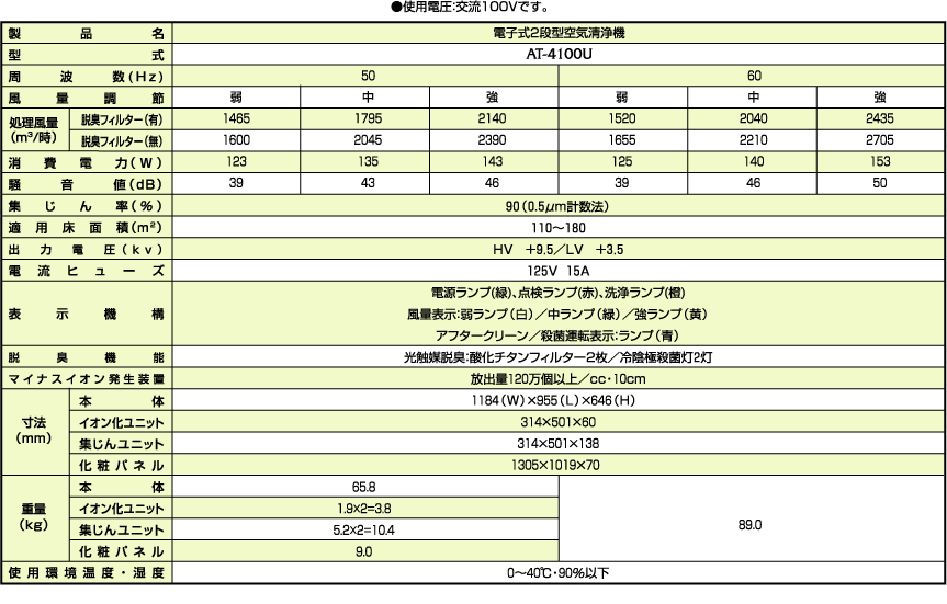 AT-4100U標準仕様