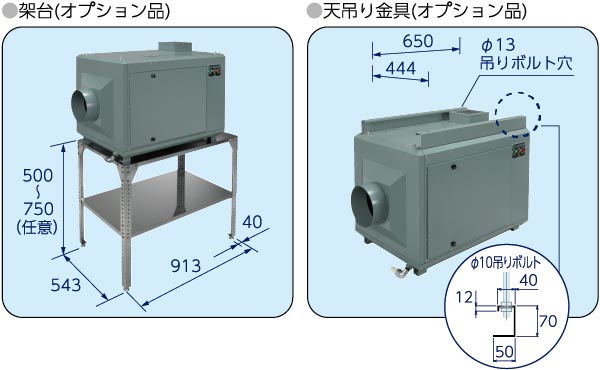 ハイブリッド型ミストコレクター AT-MC200 外形寸法図